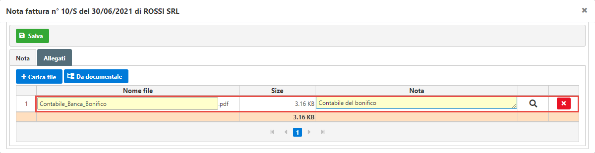 Come aggiungere un allegato alla nota di un documento in Console? - 5