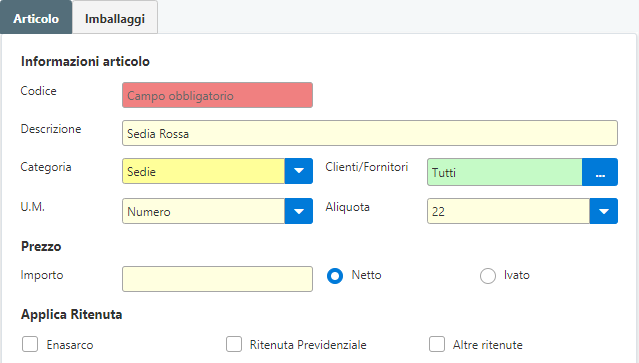 Come duplicare un articolo?
