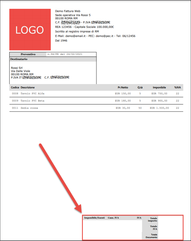 Come escludere il totale del documento dalla stampa? - 4