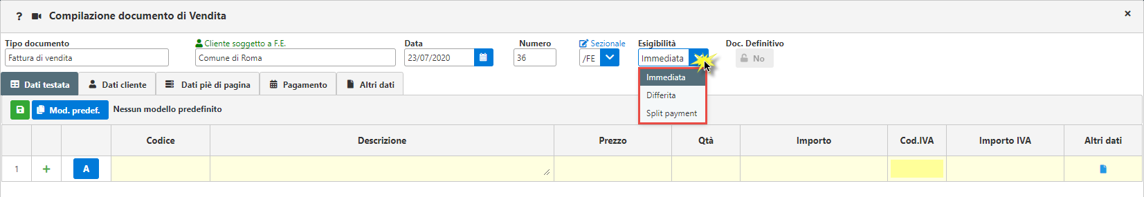 Come modificare l’esigibilità IVA di un documento di vendita? - 3