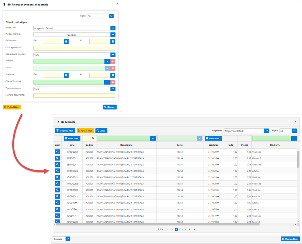 Modulo Magazzino - Giornale di magazzino