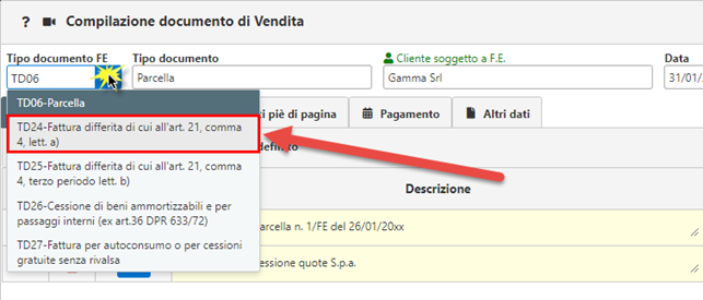 Come utilizzare il codice TD24 Fattura Differita? - 6