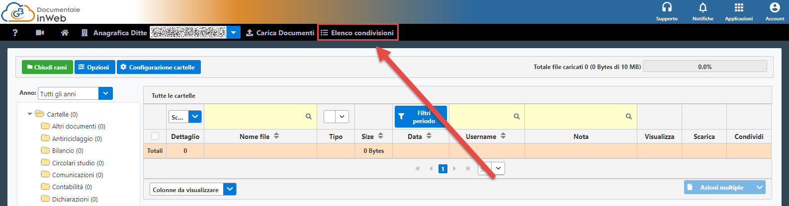 Come visualizzare il riepilogo dei documenti condivisi? - 1